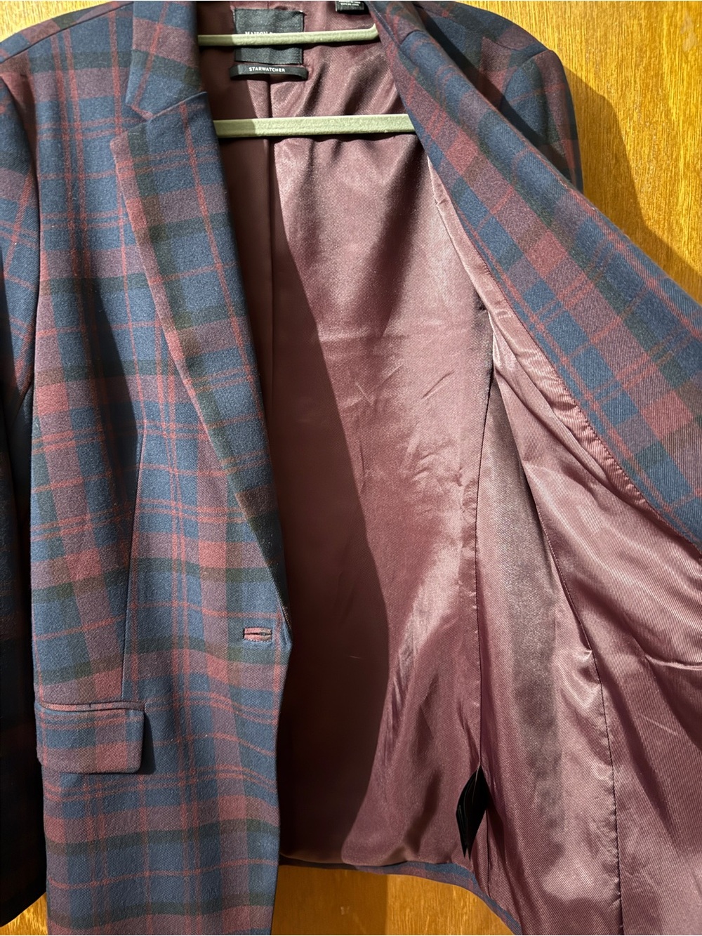 NWOT Scotch & Soda Navy and Burgundy Plaid Blazer - Size M - Picture 11 of 14